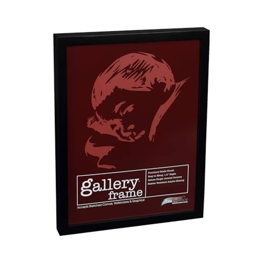 Black wood 12x12 deep picture frame holding a red animal portrait print