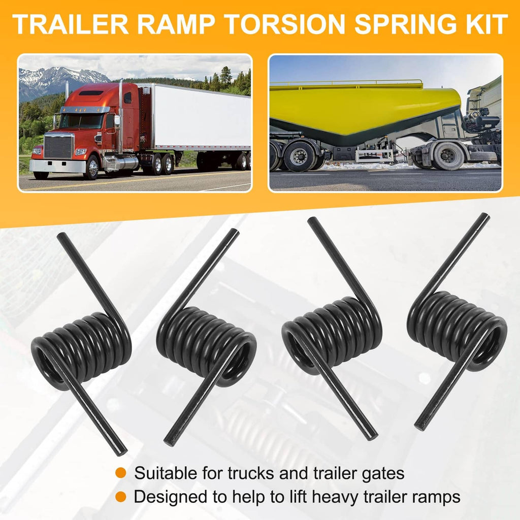 Four-piece torsion ramp spring kit with black coils and straight mounting bars