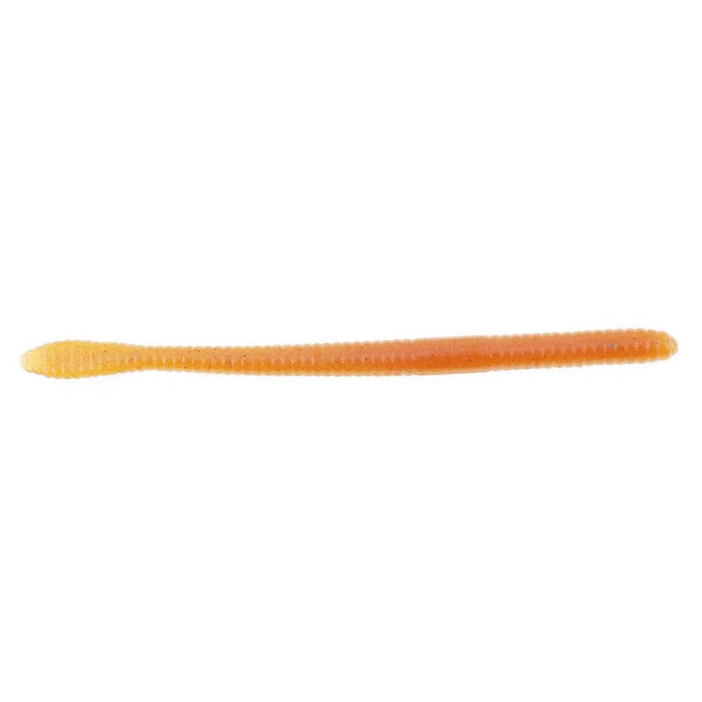 Single orange PowerBait soft fishing worm lure