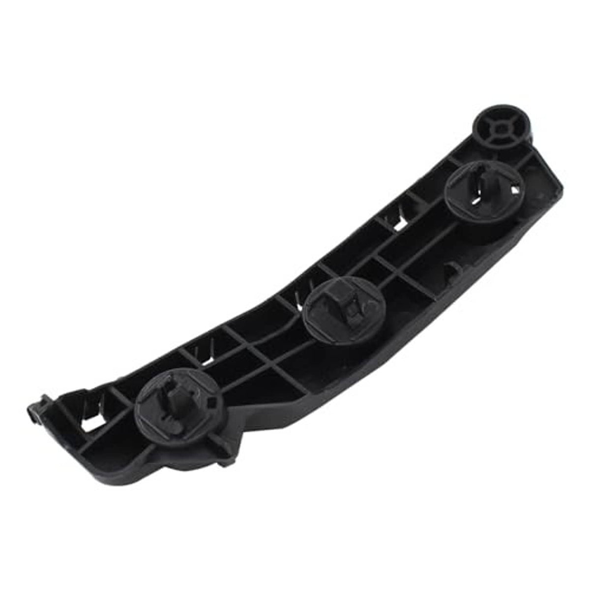 Single black front bumper bracket piece, angled view with circular sockets and mounting points.