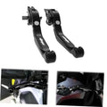 Black CNC motorcycle brake and clutch levers with mounting bracket and pivot bolts