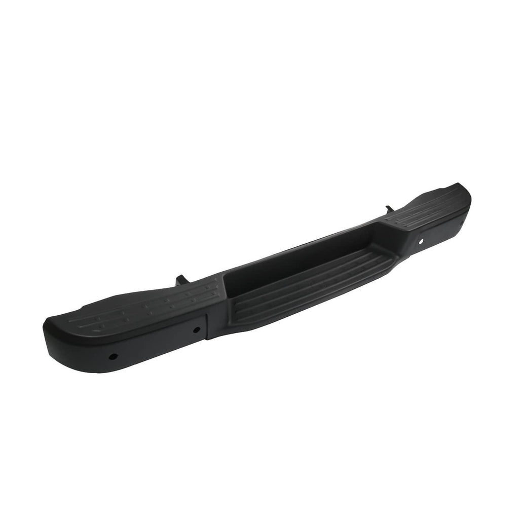 Black rear step bumper cover, long step pad profile with side mounting holes