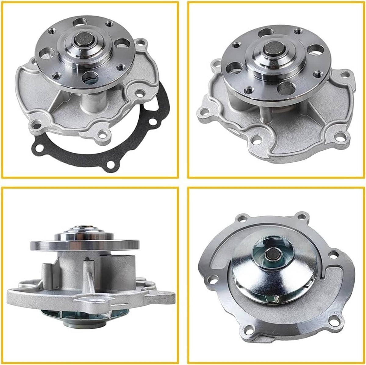 Automotive water pump assembly with polished metal housing and circular seal face