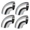 90-degree stainless steel exhaust bend tube elbow, silver with open circular ends