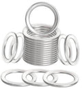 Set of silver metal crush washers with center ring and two outer washers.