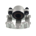 Front left brake caliper with black rubber boot and circular piston bore