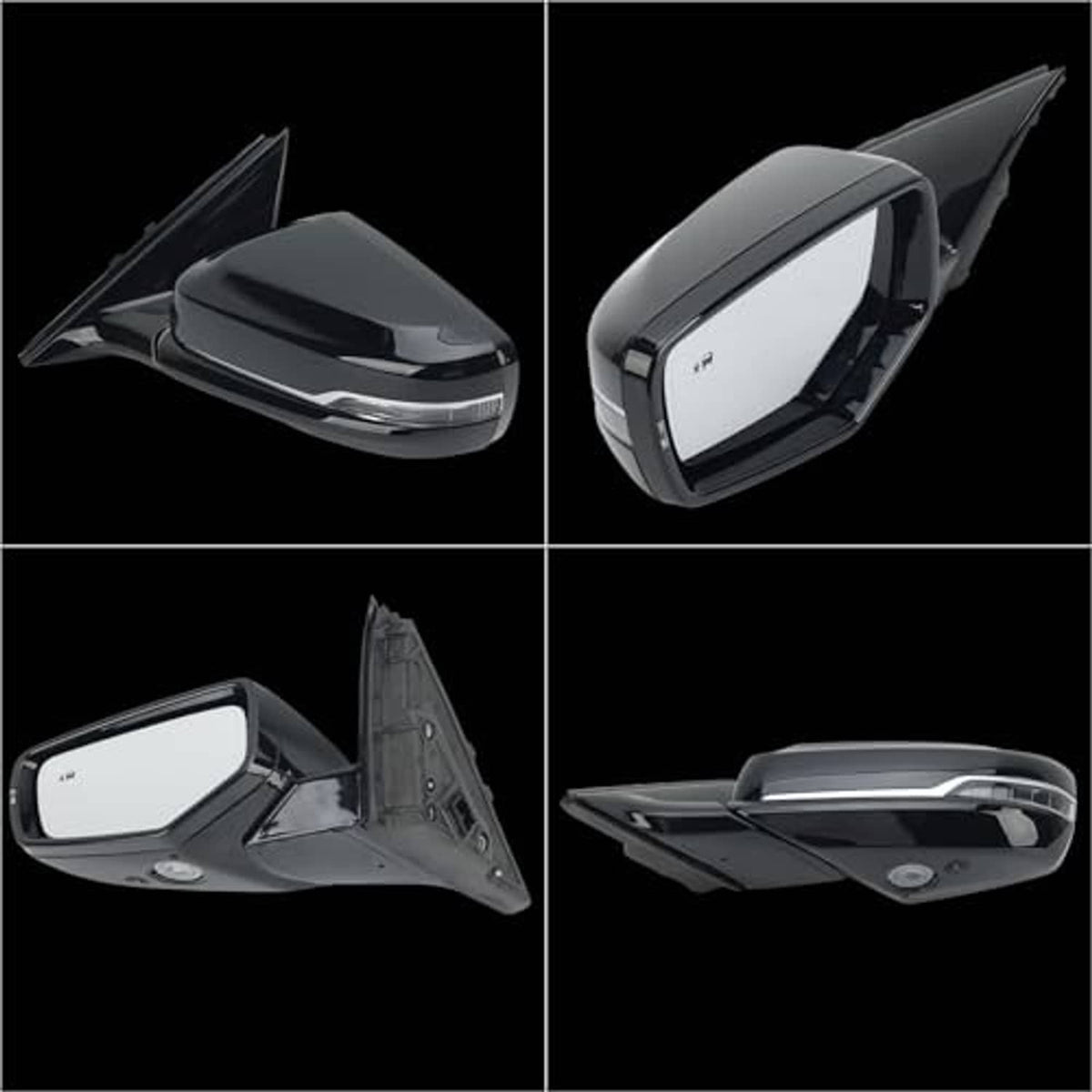 Left driver-side black mirror assembly shown from multiple angles