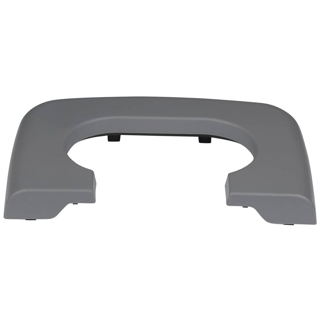Grey cup holder pad top piece with two side tabs and circular cutout