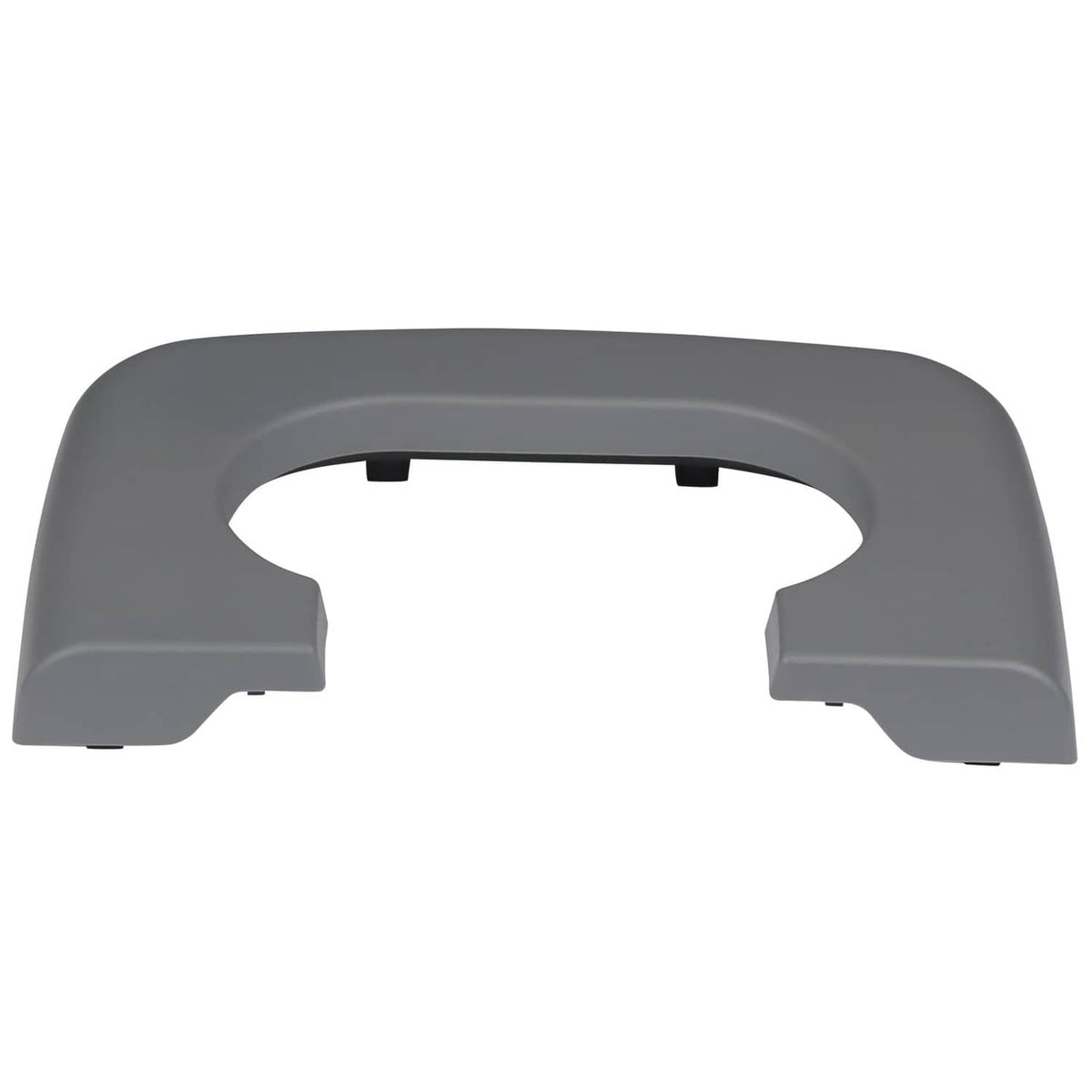 Grey cup holder pad top piece with two side tabs and circular cutout