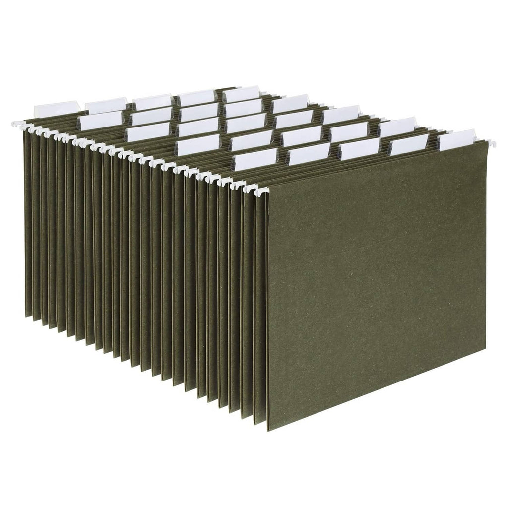 Green hanging file folders, letter size, standard green, 1/5-cut tabs set
