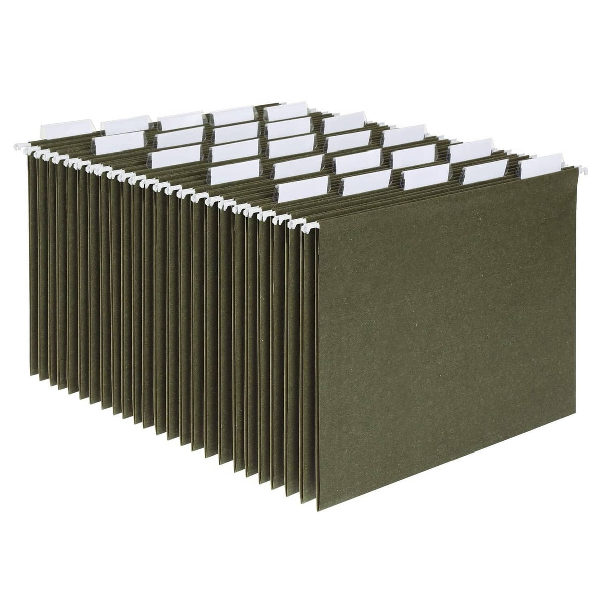 Green hanging file folders, letter size, standard green, 1/5-cut tabs set