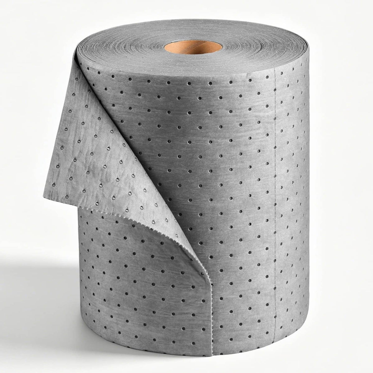 Gray oil and water absorbent roll with dotted pattern and center tube