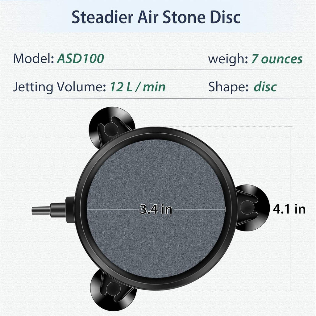 Round air stone disc diffuser, 3.4 in width, 4.1 in height