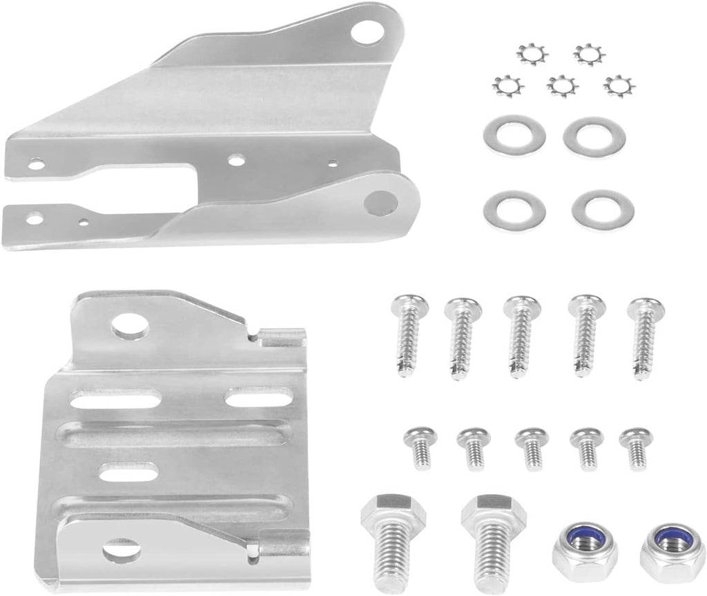 Stainless steel transom mount bracket with fasteners, nuts, and washers kit