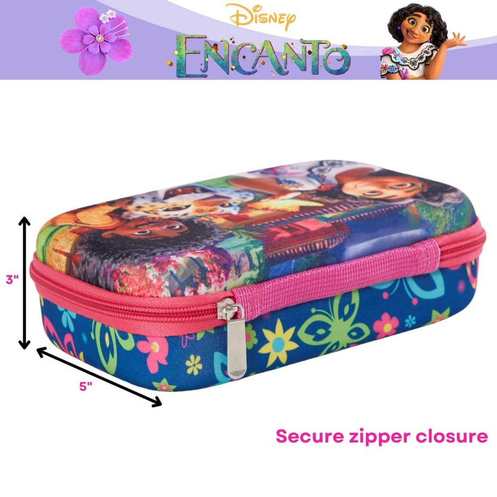 Compact zip pencil case with colorful character print and secure zipper closure
