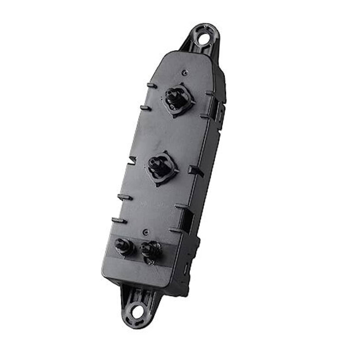 Power seat control switch with two black rocker knobs on dark gray panel
