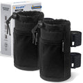 Black 2-pack bike cup holders with two mesh pockets and drawstring tops