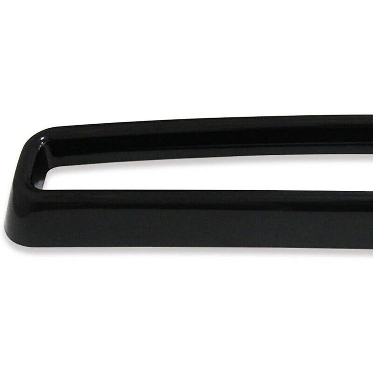 Black glossy front grille insert trim with rectangular open channel