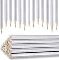 Metallic marking pencil set with silver barrels and pointed wooden tips, 24-pack.