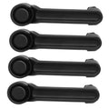 Set of four black exterior door handles with circular end bezels