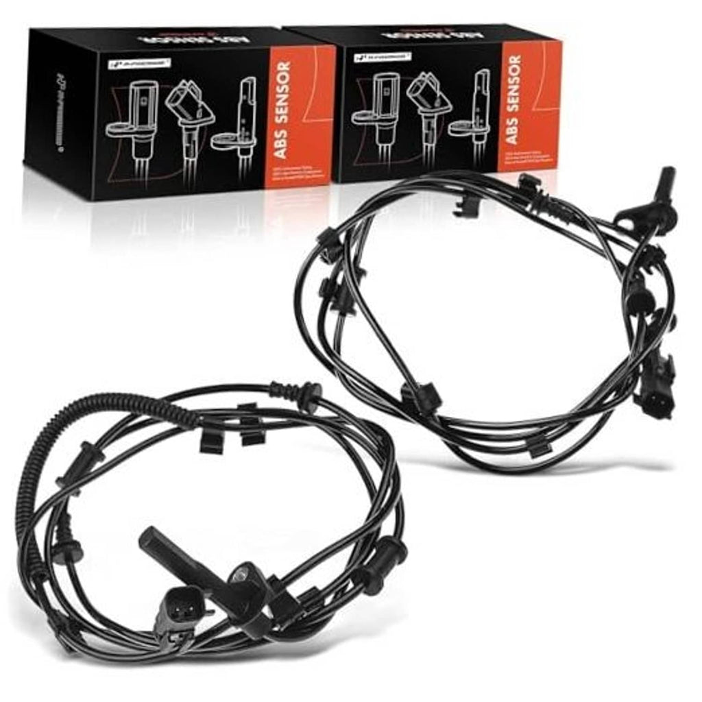 Rear ABS wheel speed sensor set with two wiring harnesses and mounting connectors
