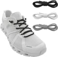 Elastic shoe lace replacements set, white and dark laces with oval stretch design