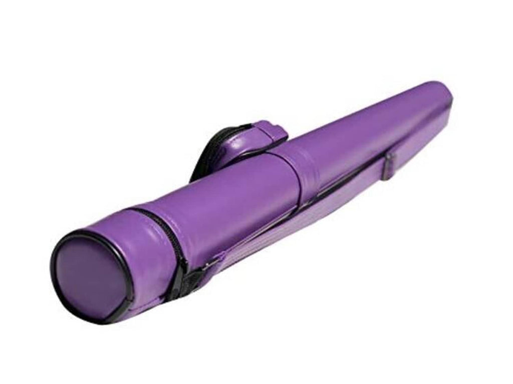 Purple 1x1 pool cue stick case with black end cap and zipper pocket
