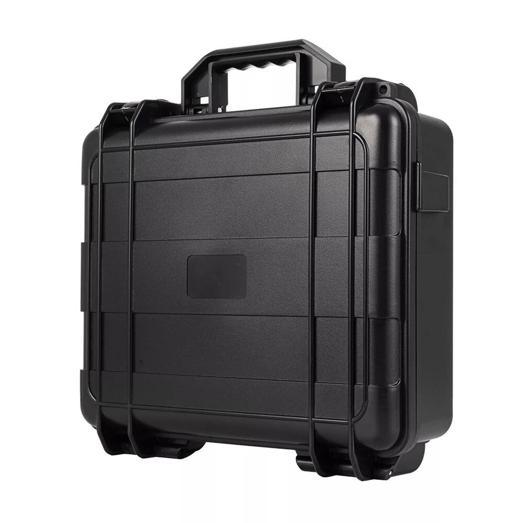 Black molded plastic carrying case for hydraulic pressure test kit with latch handle
