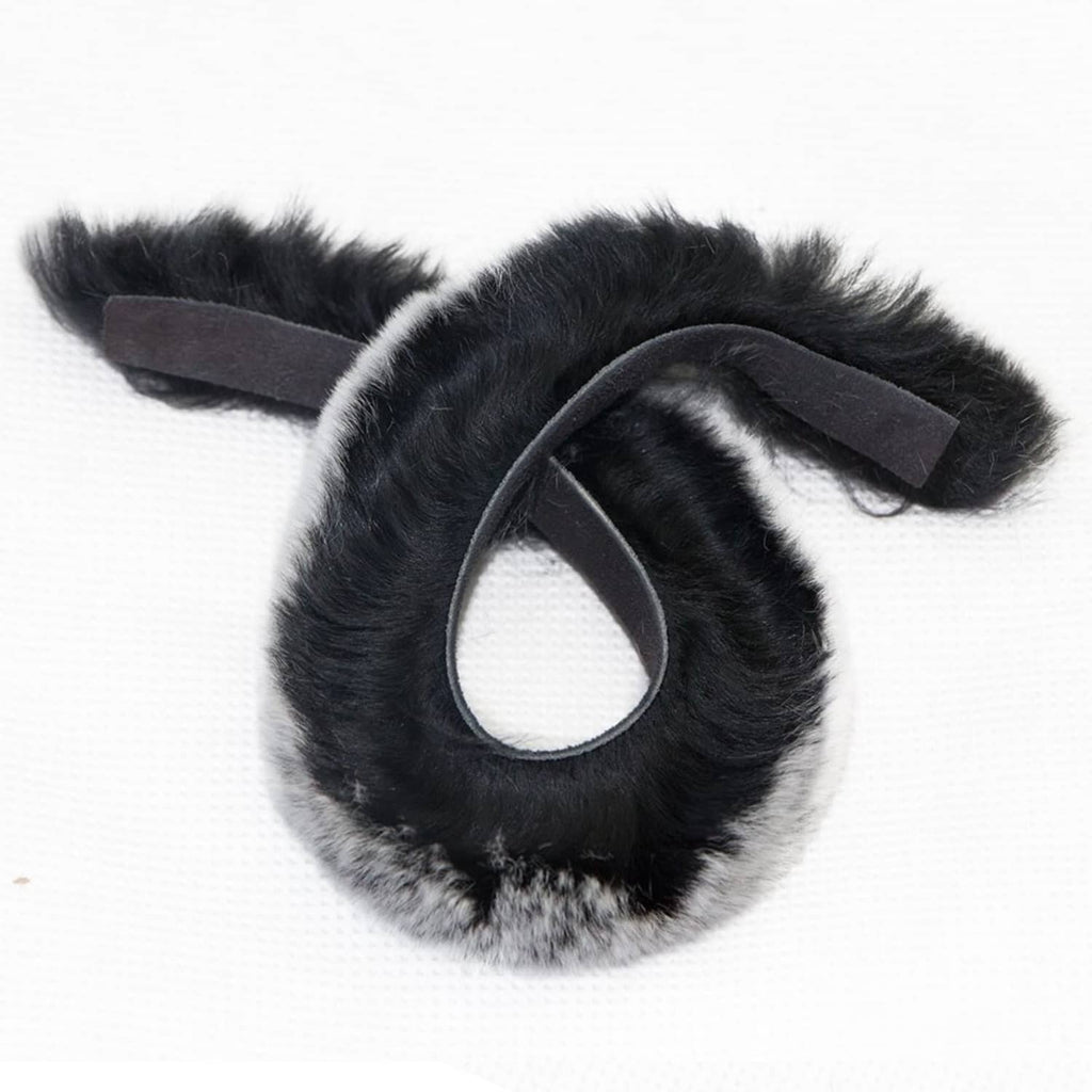 Single dark fur bow string silencer cuff with loop for string placement