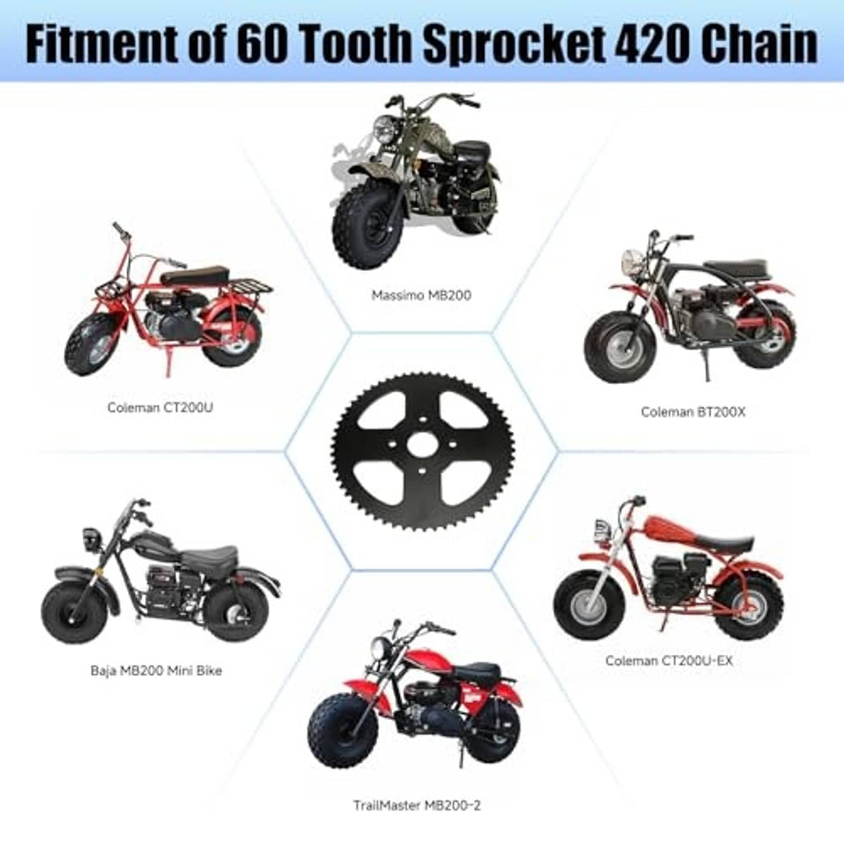Black 60-tooth 420 mini bike rear sprocket