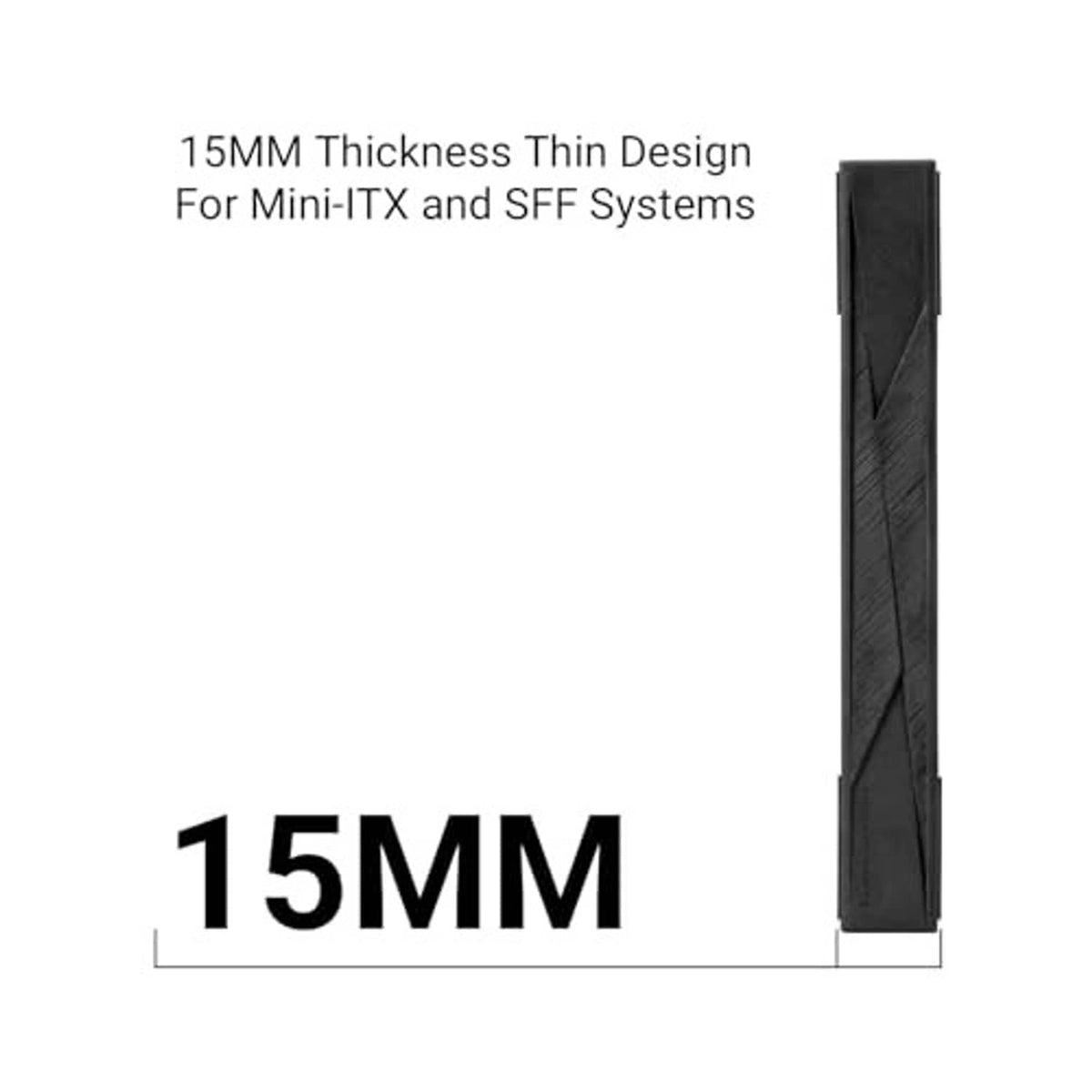 15mm thin black ARGB fan with slim side profile and mounting edge
