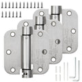 Self-closing door hinges, satin nickel finish, rounded hinge plates, 3-pack