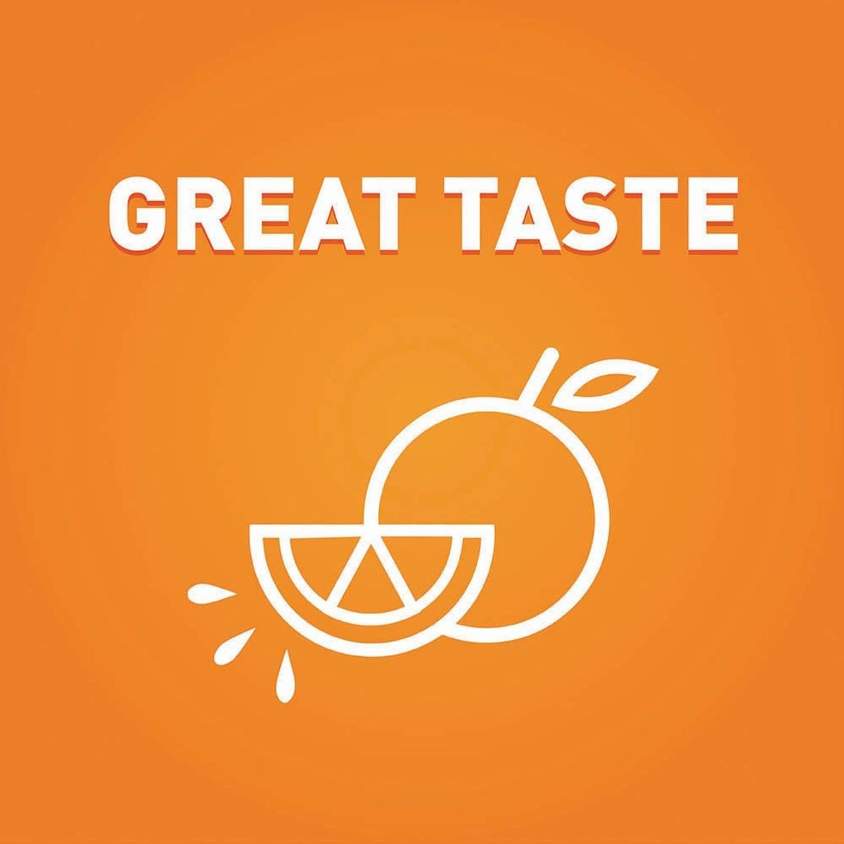 Great Taste orange citrus flavor graphic for CITRUCEL sugar-free fiber powder