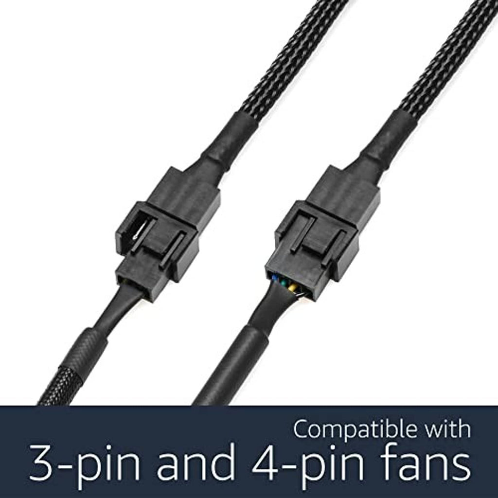 Black braided adapter cable pair with molded connector plugs and strain relief