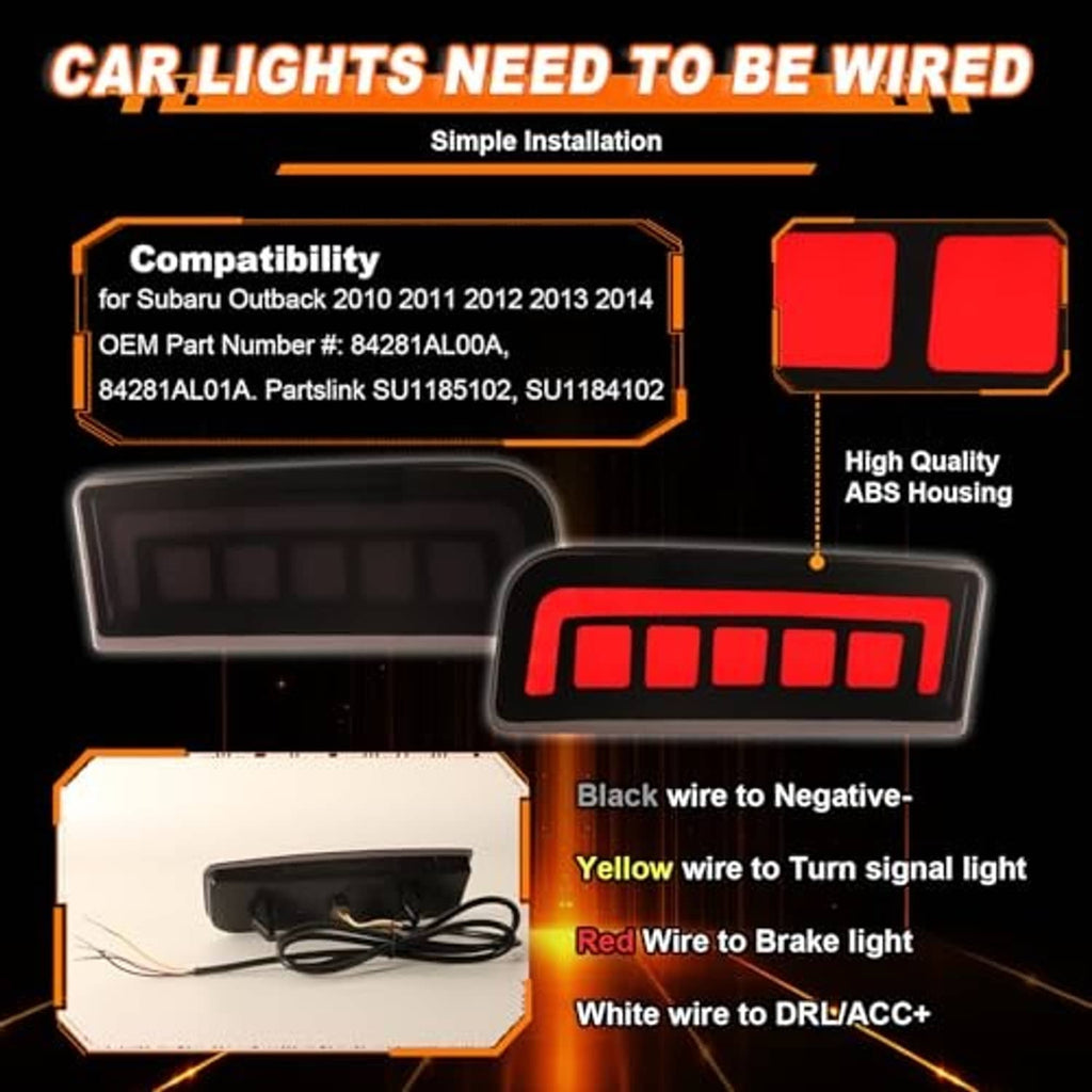 LED rear reflector light with red glowing bar and black smoked housing