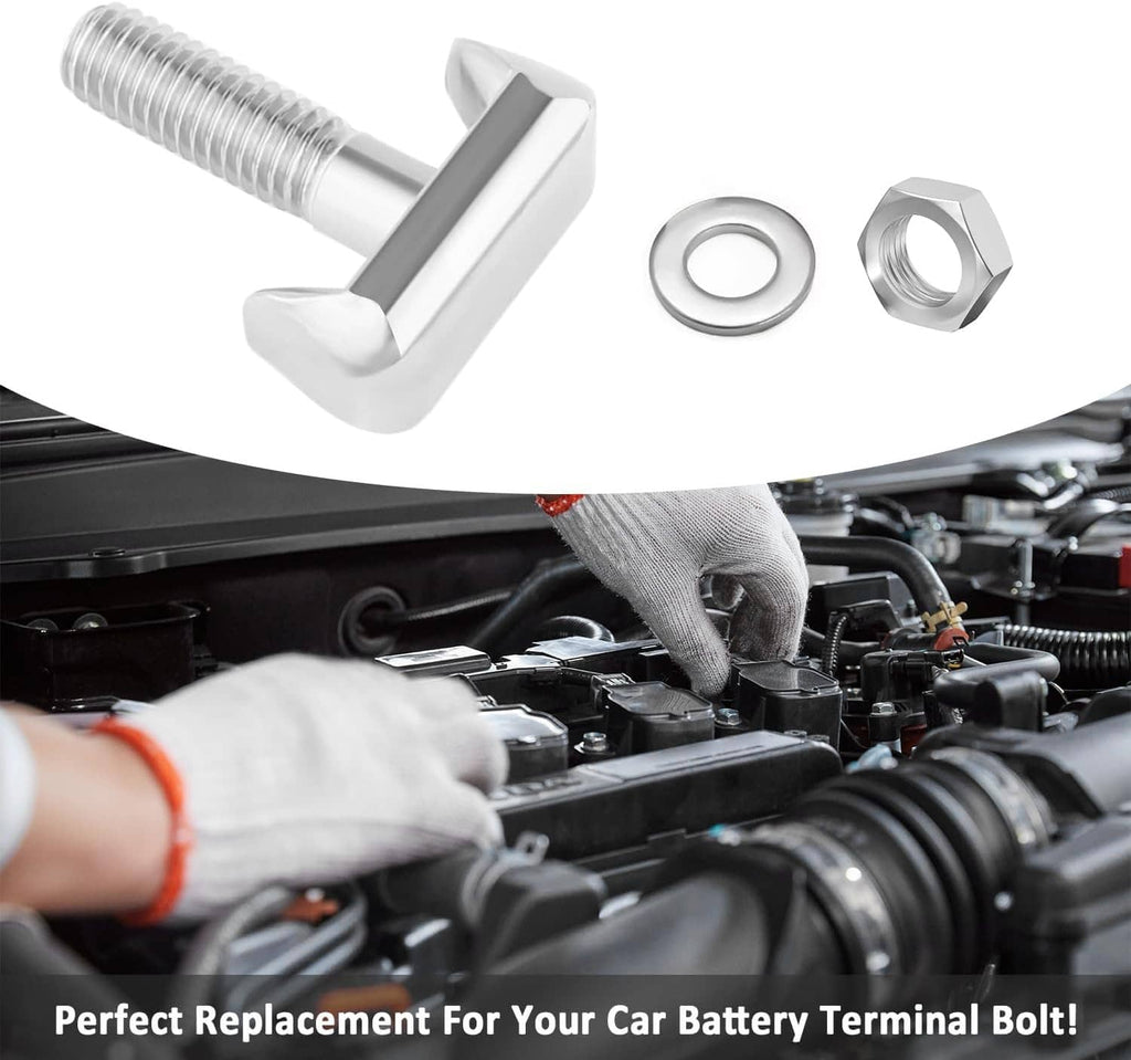 Silver T-bolt battery terminal bolt kit with nut and washer pieces