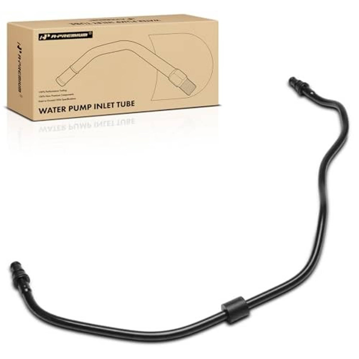 Black coolant hose pipe with angled bends and connector ends