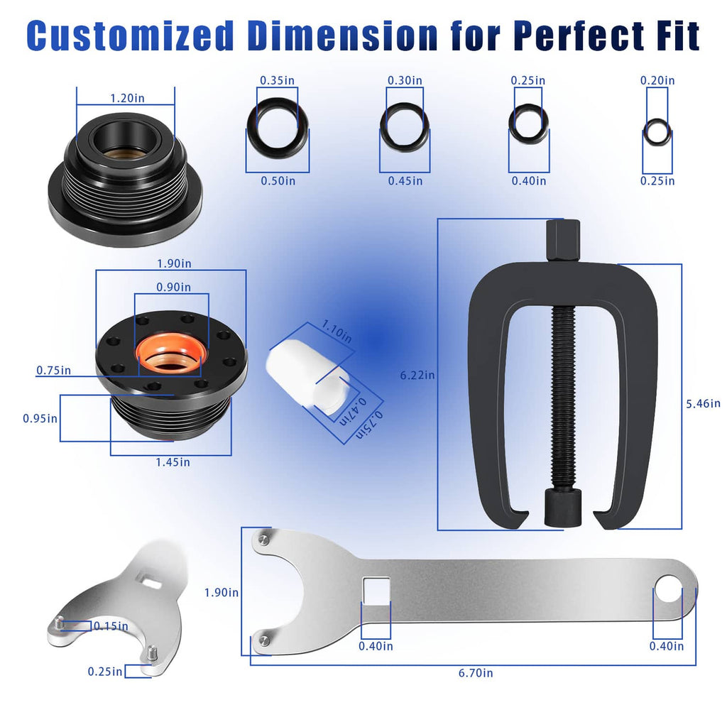 Hydraulic steering cylinder seal kit with support bracket puller, two seal glands and O-rings