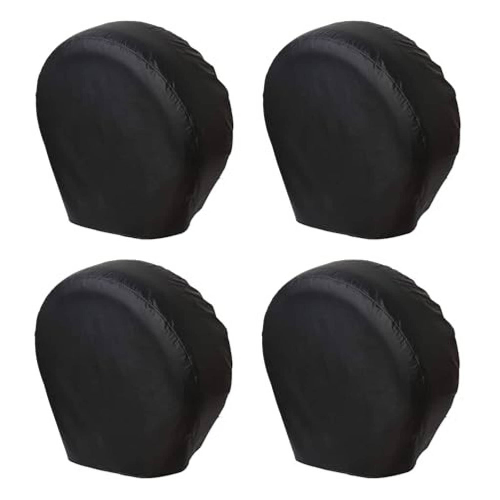 Black rough tire covers with rounded shape, four-pack set