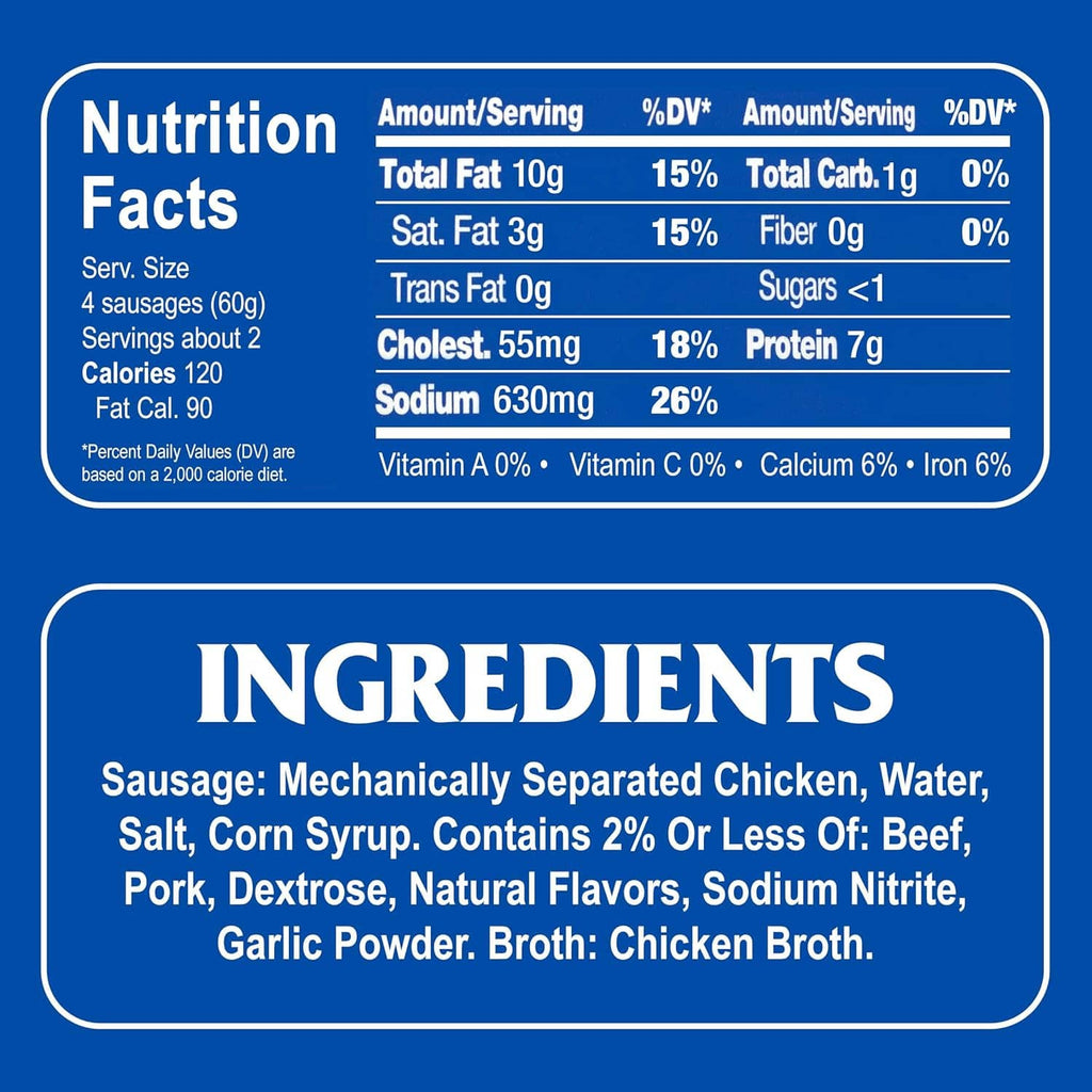 Ingredients panel on the back of a Vienna sausage can