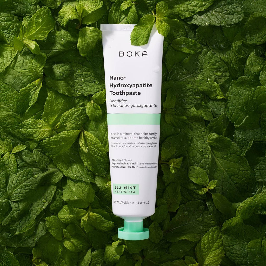 Fluoride-free nano-hydroxyapatite toothpaste tube with mint ELA mint, green cap