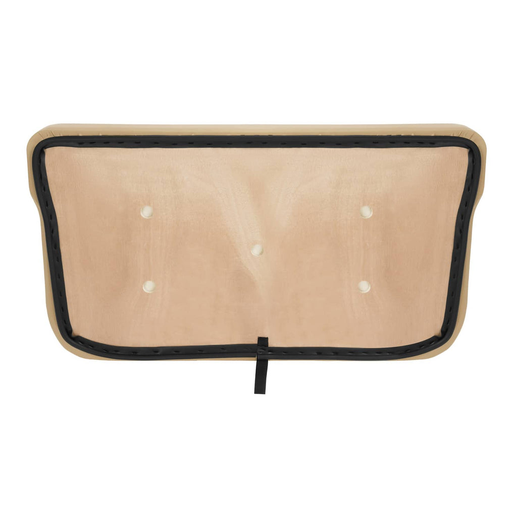 Tan seat panel underside with black border and pull strap in center