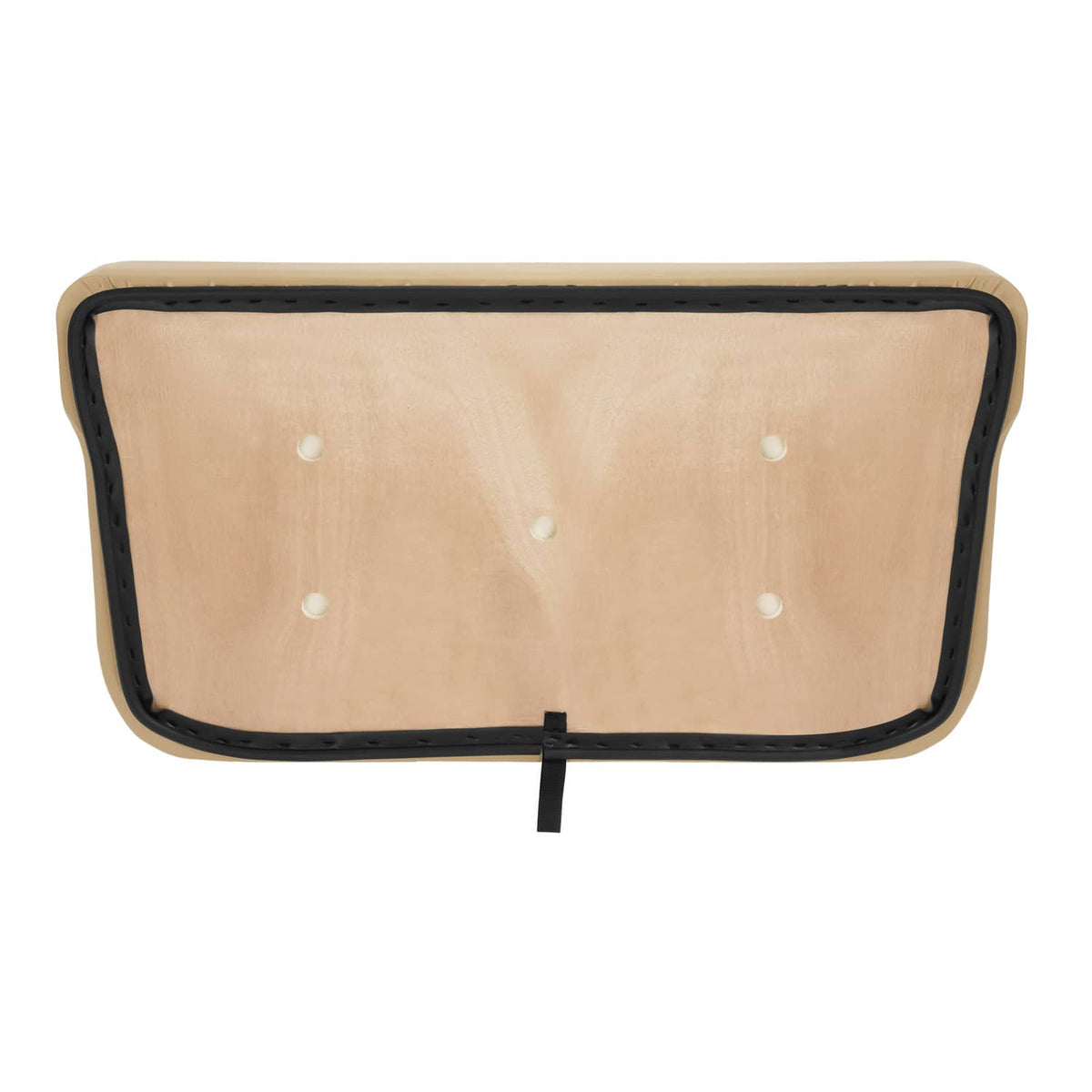 Tan seat panel underside with black border and pull strap in center