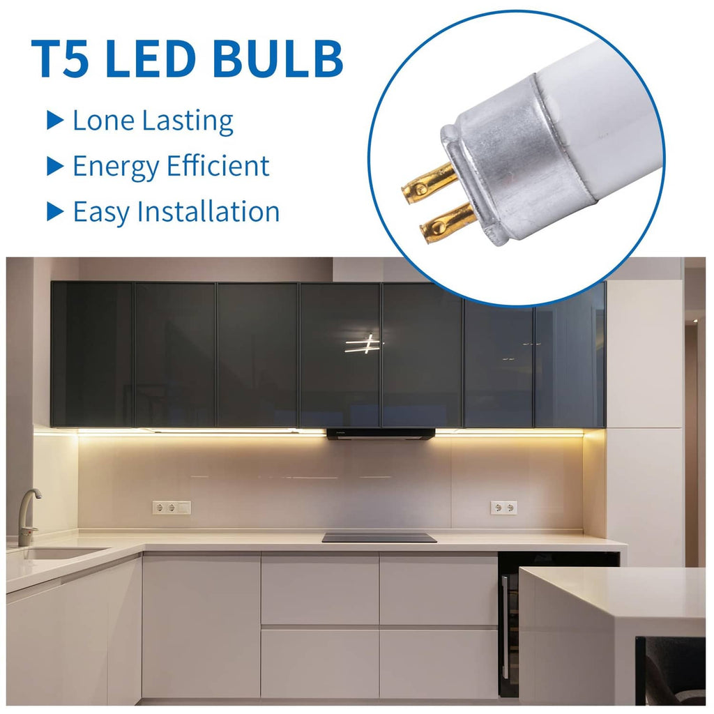 T5 LED bulb with metal housing and gold pin connectors