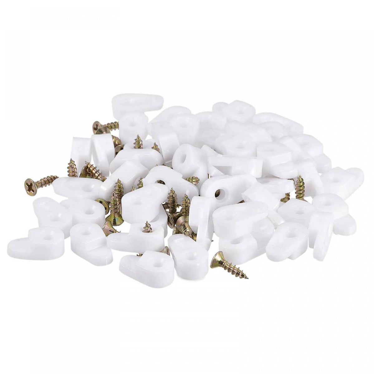 White cabinet glass retainer clips (11x20mm) with screws, one-size kit