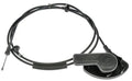 Black hood release cable with latch handle lever and metal end, looped wire