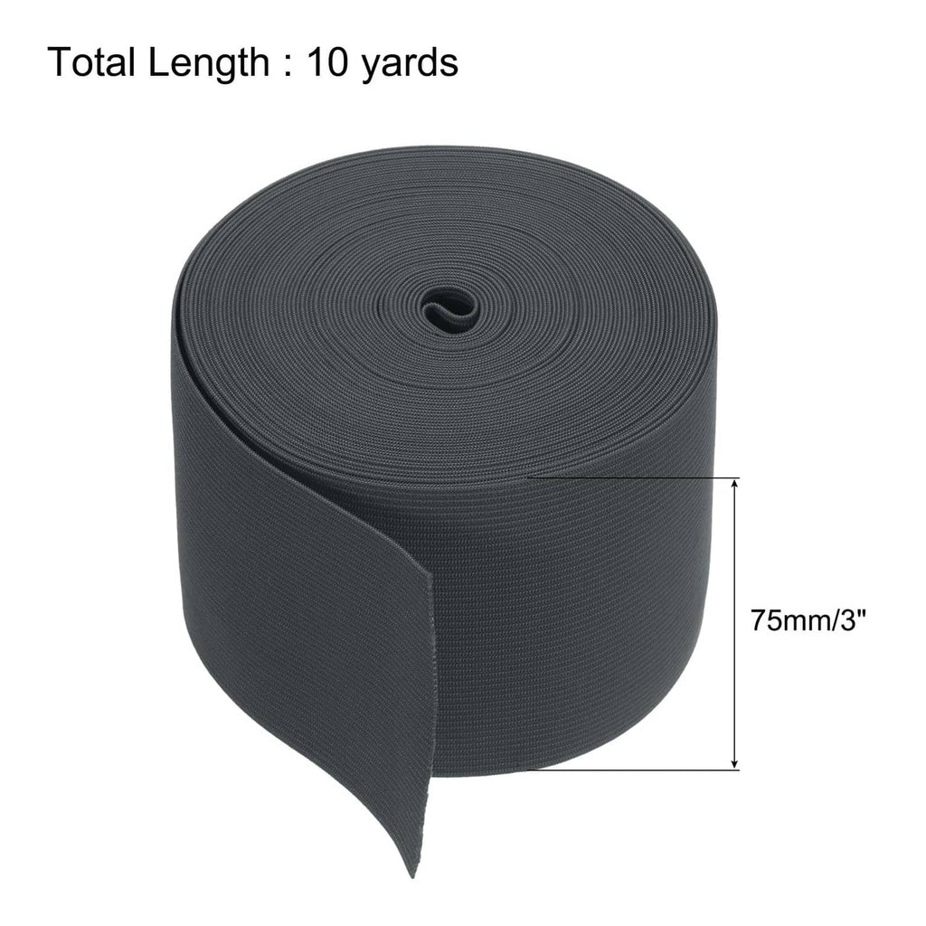 Dark gray elastic band roll, 3-inch wide, 10 yards