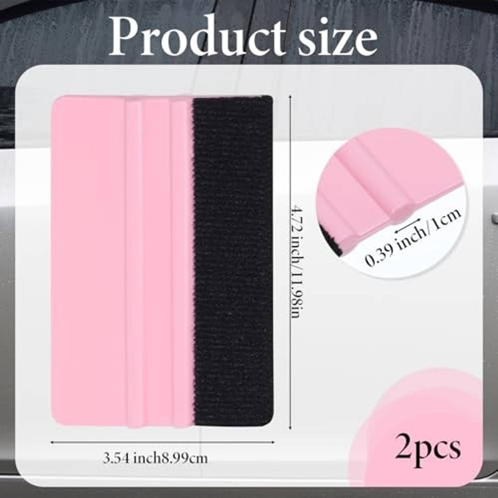 Pink vinyl squeegee with black felt edge, 4 in wide scraper pad
