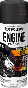 Rust-Oleum Engine Enamel flat black spray paint can, front label and cap visible