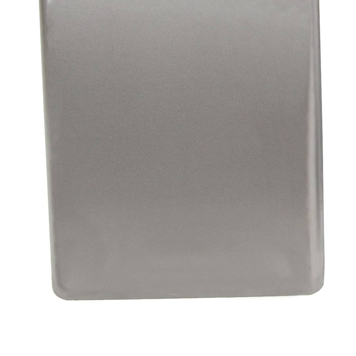 Close-up of light gray trailer fender panel with smooth matte finish